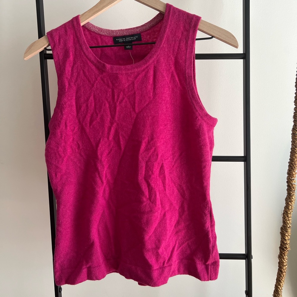 Barbie pink Banana Republic cashmere and wool sweater vest